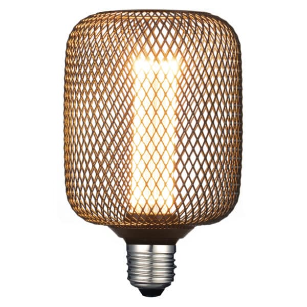 LED Cylindrical Vintage Black Mesh Globe